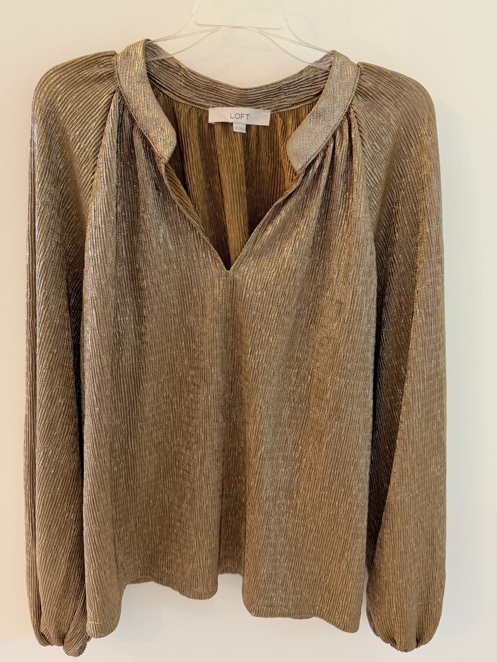 Loft Gold Metallic Long Sleeve Blouse XL
